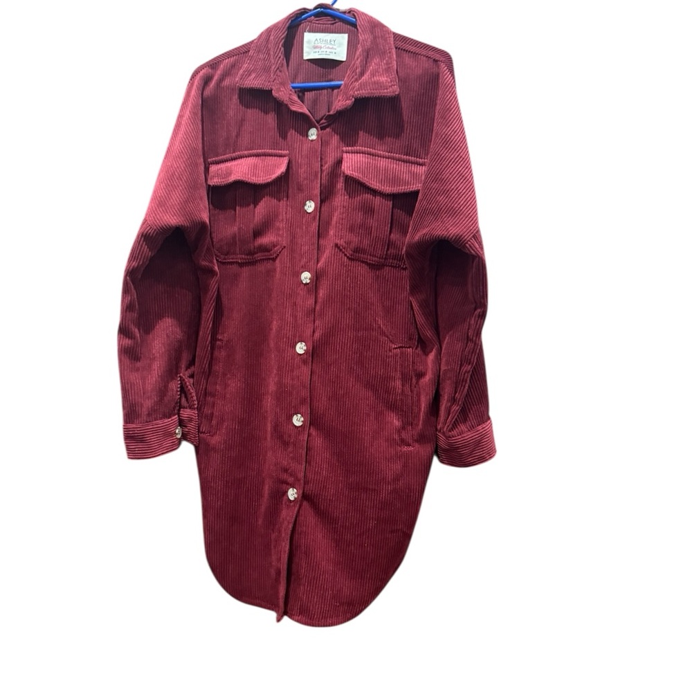 Ashley By 26 International Wine Corduroy Shirt Jacket